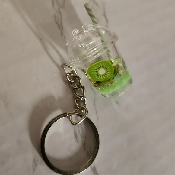 Cute Kiwi Boba Tea Keychain - Picture 1 of 4